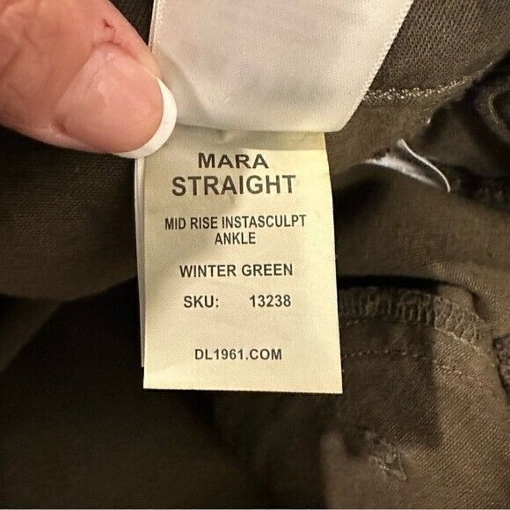 DL1961 Winter Green Mara Straight Mid Rise Instasculpt Ankle UltimateJeans 25 - Picture 12 of 16